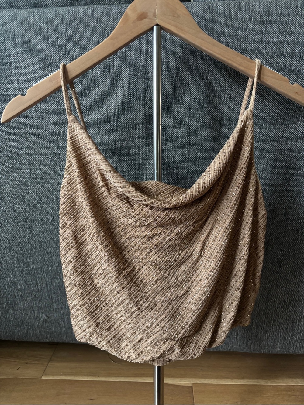 Alexia Admore NYC y2k shimmer tank with drapey cowl neck womens small